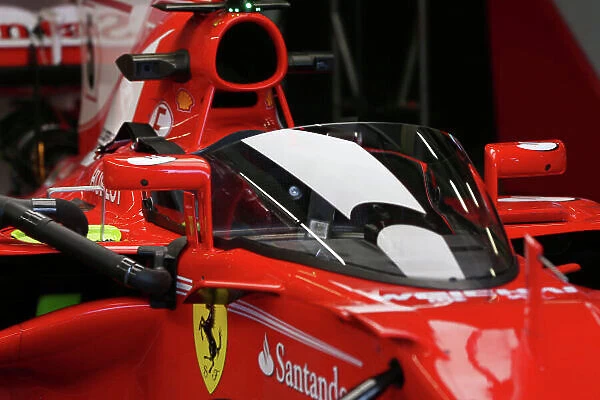 Silverstone, Northamptonshire, UK. Friday 14th July 2017. Sebastian Vettel (GER) Ferrari SF70H - Ferrari shield screen World Copyright: JEP / LAT Images Keywords -------- f1, formula 1, formula one