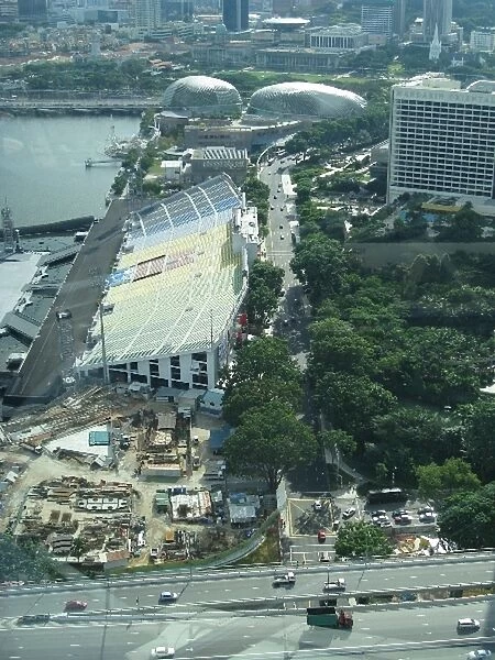 Singapore Circuit Construction: Aerial view of Grandstand