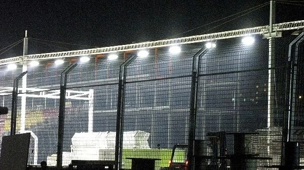 Singapore Circuit Construction: The floodlights are tested at night
