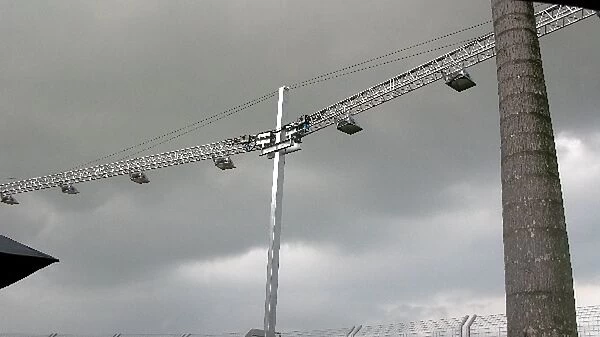 Singapore Circuit Construction: Lighting gantry in the storm
