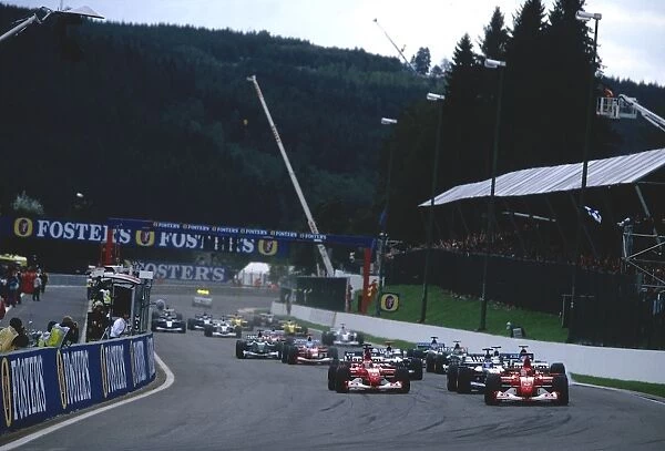 Spa-Francorchamps, Belgium: Michael Schumacher followed by Rubens Barrichello, Kimi Raikkonen, Ralf Schumacher, Juan-Pablo Montoya, Jarno Trulli