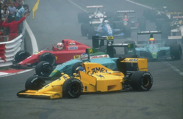 Spa-Francorchamps, Belgium: Nigel Mansell was hit from behind by Nelson Piquet on the approach to La Source Hairpin
