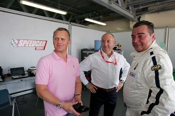 Speedcar Series Testing: L-R: Johnny Herbert with Alessandro Nannini
