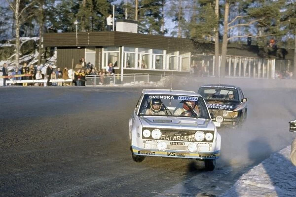 Swedish Rally, Sweden. 15-17 February 1980: Bjorn Waldegaard  /  Hans Thorszelius leads Stig Blomqvist  /  Bjorn Cederberg