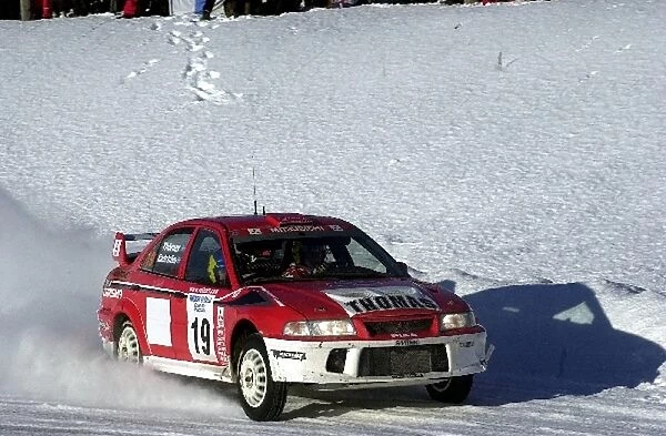 Thomas Radstrom (SWE) on stage 4. Swedish Rally, February 9-11, 2001 DIGITAL IMAGE