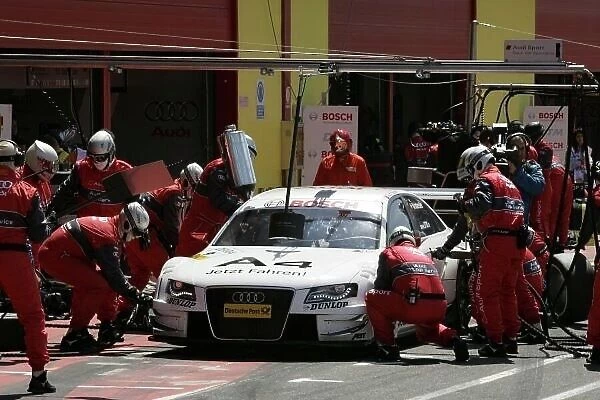 DTM. Tom Kristensen (DEN) Audi Sport Team Abt Audi A4 DTM (2008), makes a pit stop.