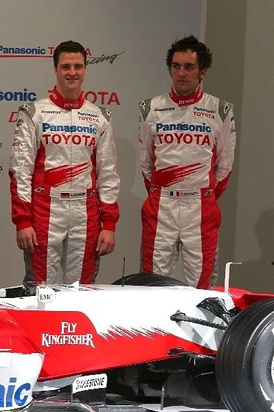 Toyota TF107 Launch: The Toyota TF107 is unveiled with: Ralf Schumacher Toyota and Franck Montagny Toyota Third Driver