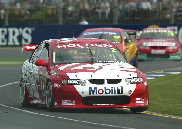 V8 Supercar 2002 AGP : Holden driver Jason Bright in action in his Holden Commodore during race one at the 2002 Fosters Australian GP Bright went on to win race one