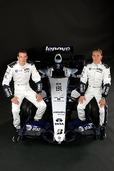 Williams FW29 Presentation: R-L: Williams team mates Nico Rosberg and Alex Wurz with the new Williams FW29