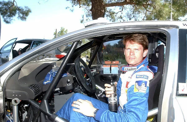World Rally Championship, Cyprus Rally, April 18-21, 2002. Marcus Gronholm before the first stage of Leg 3. Photo: Ralph Hardwick / LAT