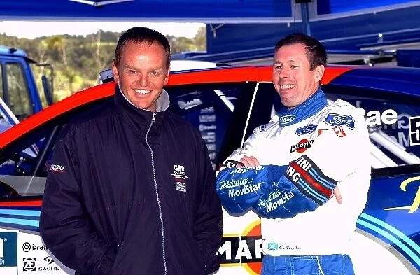 World Rally Championship: Double Olympic sailing champion Andy Beadsworth with Colin McRae Ford in the service area