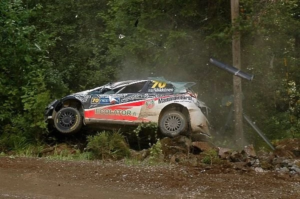 World Rally Championship: Kimi Raikkonen, FIAT Punto Abarth crashes on SS19