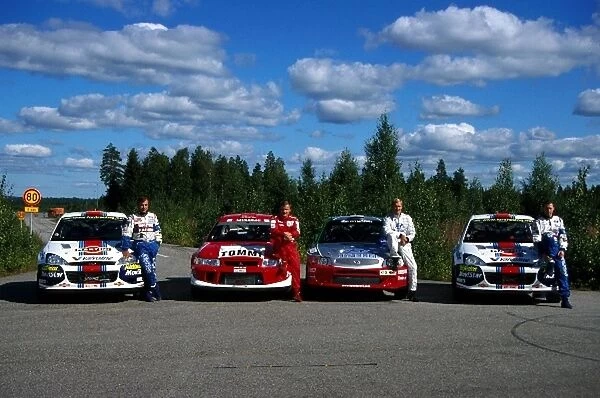 World Rally Championship: L-R, B-F: Juha Kankunnen, Colin McRae, Carlos Sainz, Tommi Makinen all share the same number of WRC wins