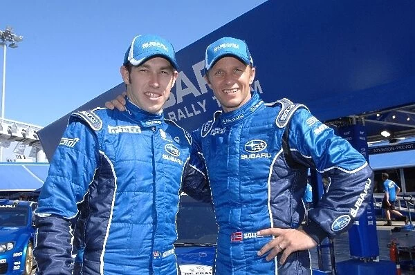 World Rally Championship: L-R: Subaru team mates Chris Atkinson and Petter Solberg