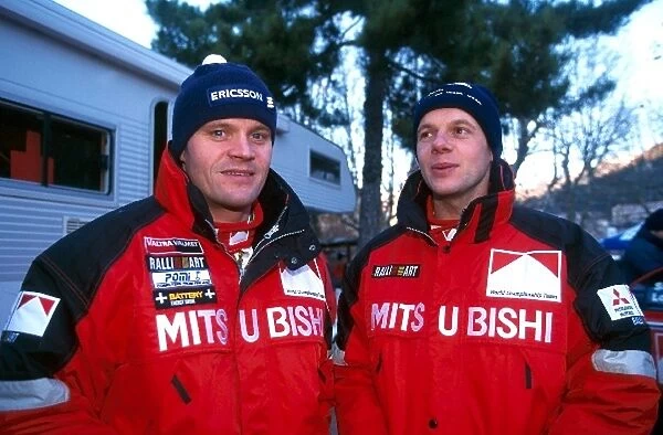 World Rally Championship: L-R: Tommi Makinen and co-driver Risto Mannisenmaki, Mitsubishi