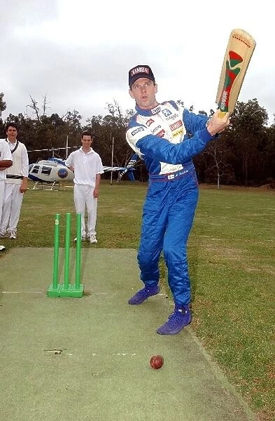 World Rally Championship: Marcus Gronholm Peugeot, tries his hand at cricket