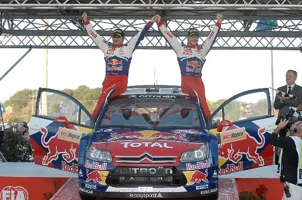 World Rally Championship: R-L: Sebastien Loeb and Daniel Elena, Citroen, celebrate