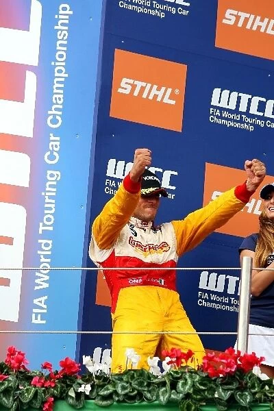 World Touring Car Championship: Stefano D Aste BMW celebrates on the podium