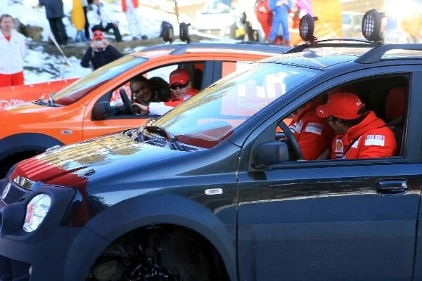 Wrooom Ferrari Ski Event: The Ferrari team mates raced FIAT Panda caterpillar cars