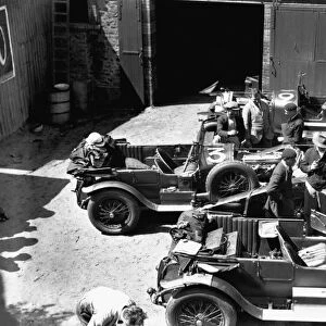 1927 Le Mans 24 hours: The Bentley team prepare for the race. Number 3 is the winning car of Dr. John Benjafield and Sammy Davis