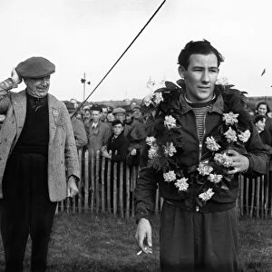 1951 Tourist Trophy: Stirling Moss, 1st position, podium, portrait