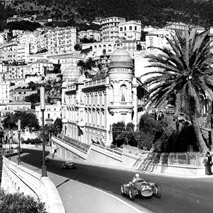 1955 Monaco Grand Prix: Alberto Ascari leads Louis Chiron. Chiron finished in 6th position but Ascari crashed into the harbour