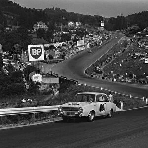 1964 Spa 24 hours. Spa-Francorchamps, Belgium. 25th - 26th July 1964. Gerhard Bodmer / Dieter Schmid (Glas 1204 TS), 8th position, leads Kelly / Ted Lund / Alan Mann (Ford Lotus Cortina), 9th position, action. World Copyright: LAT Photographic