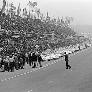 1969 Le Mans 24 hours. Le Mans, France. 14-15 June 1969. All the drivers make the traditional running start, except for Jacky Ickx who walks across the track in protest as he believed it to be dangerous