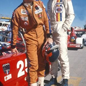 1977 Can-Am Challenge Cup: Gilles Villeneuve and Patrick Tambay chat before making their debuts in the Can-Am race. Tambay came 1st whilst Villeneuve retired