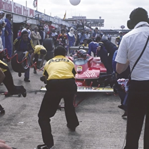 1979 British Grand Prix: Gilles Villeneuve 14th position, pit stop, action