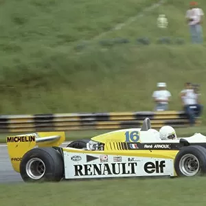 1980 Brazilian Grand Prix. Interlagos, Sao Paulo, Brazil. 25-27 January 1980. Rene Arnoux (Renault RE21) 1st position. Ref-80 BRA 06. World Copyright - LAT Photographic
