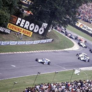 1980 British Grand Prix: Didier Pironi leads Jacques Laffite, Alan Jones, Carlos Reutemann, Nelson Piquet, Patrick Depailler, Bruno Giacomelli