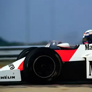 1984 DUTCH GP. Alain Prost, McLaren, wins at Zandvoort Photo: LAT