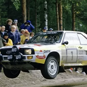 1984 World Rally Championship. 1000 Lakes Rally, Finland. 26-28 August 1984. Hannu Mikkola/Arne Hertz (Audi Sport Quattro), retired. World Copyright: LAT Photographic Ref: 35mm transparency 84RALLY16