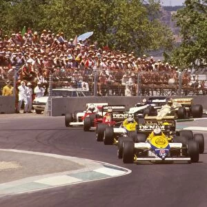 1985 Australian Grand Prix: Nigel Mansell leads Ayrton Senna, Keke Rosberg and Michele Alboreto at the start