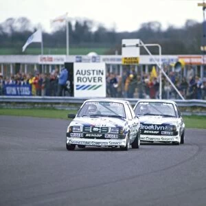 1985 British Saloon Car Championship: Chris Hodgetts, 9th position overall, leads John Morris, 10th position overall, action