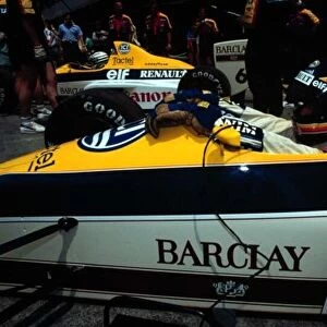 1989 FRENCH GP. Williams Team mates Thierry Boutsen and Ricardo Patrese sit adjacent