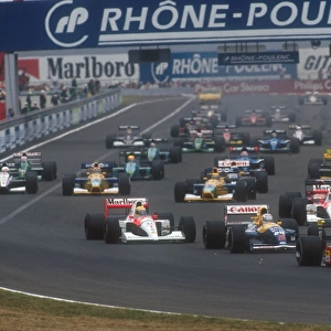 1991 French Grand Prix: Alain Prost leads Nigel Mansell, Ayrton Senna, Gerhard Berger, Jean Alesi, Roberto Moreno, Nelson Piquet and Stefano