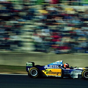 1995 Pacific GP. Michael Schumacher drives his Benetton to victory at Aida