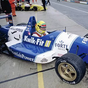 1996 British Formula Three Championship Thruxton, England. Ralph Firman (Paul Stewart Racing), and in the background Juan Pablo Montoya, exit the pits. World Copyright: LAT Photographic
