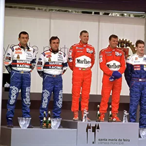 2001 FIA World Rally Championship Rally Portugal, Portugal. 8th-11th March 2001 Mitsubushi take first Ford take second and Peugeot take third place World Copyright: McKLein / LAT Photographic ref: 35mm Portugal A03