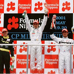2001 Formula Three Championship Mine, Japan. 20th May 2001 Round 8 - podium. World Copyright: Yasushi Ishihara/LAT Photographic ref: Digital Image Only