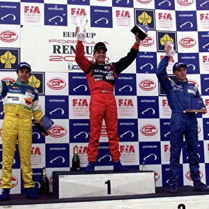 2001 Formula Renault Championship. Brno, Czechoslovakia. 14th - 16th April 2001. Augusto Farfur - race winner, podium. World Copyright: Peter Fox/LAT Photographic ref: 8. 5mb digital Image