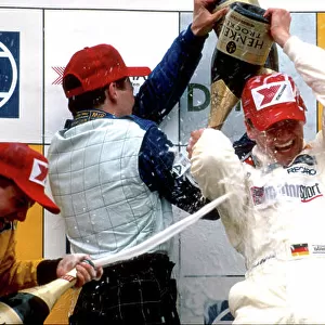 2001 German Formula 3 Championship Hockenhein, Germany. 22nd April 2001. Podium - Frank Diefenbacher (1st), Stefan Mucke (2nd) and toshihiro kaneishi (3rd). World Copyright: Malcolm Griffiths/LAT Photographic ref: 35mm Image A03