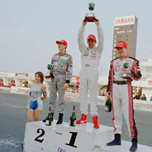 2001 Japanese Formula Three Championship. Tsukuba, Japan. 8th April 2001. Rounds 3 & 4. Round 3 podium. World Copyright: Yasushi Ishihara / LAT Photographic ref: digital Image only