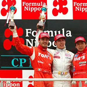 2002 Japanese Formula Three Mine, Japan. 19th May 2002. Race podium. World Copyright: Yasushi Ishihara / LAT Photographic ref: Digital Image Only