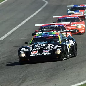 2003 FIA GT Championship Barcelona. Sapin. 6th April 2003. Campbell-Walter (Lister Storm) leads at the start of the race. World Copyright: Photo4/LAT Photographic ref: Digital Image Only