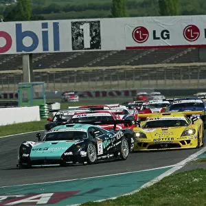 2004 FIA GT Championship Magny-Cours, France. 1st - 2nd May 2004. Race winner Michael Bartels/Uwe Alzen (Saleen S7), leads the field. World Copyright: Photo4/LAT Photographic ref: Digital Image Only