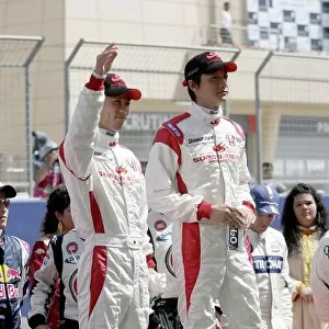 2006 Bahrain Grand Prix - Sunday Race Bagrain International Circuit, Sakhir, Bahrain. 12th March 2006 Takuma Sato and Yuji Ide, Super Aguri SA05. Portrait. World Copyright: Charles Coates/LAT Photographic ref: Digital Image ZK5Y7988