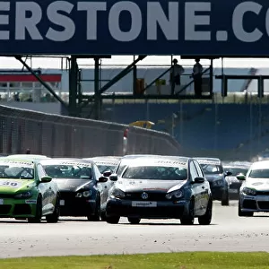 2013 Volkswagen Racing Cup, Silverstone, Northamptonshire. 24th - 26th May 2013. Start of Race 2 Martin Depper (GBR) KPM Racing Scirocco R leads. World Copyright: Ebrey / LAT Photographic